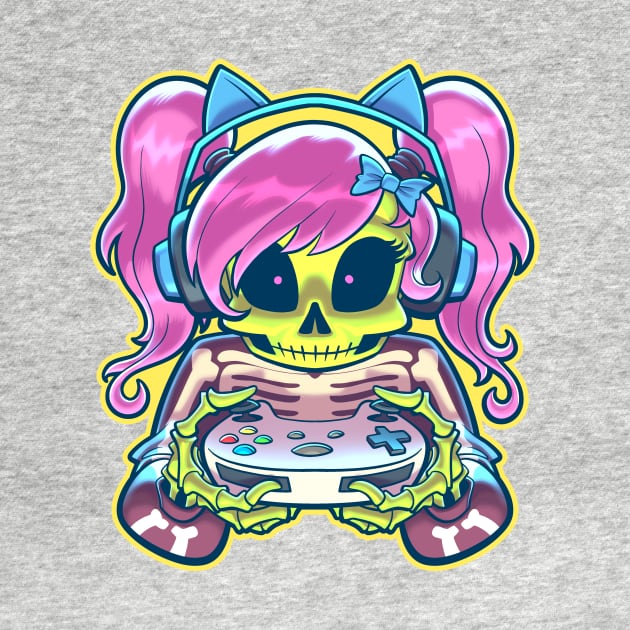 Skeleton Gamer Girl by tommartinart